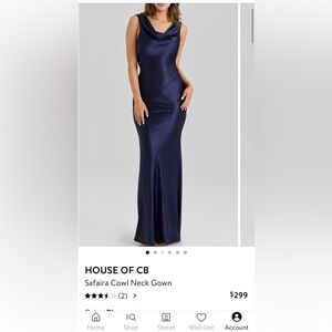 House of CB Elegant Navy Blue Satin Dress